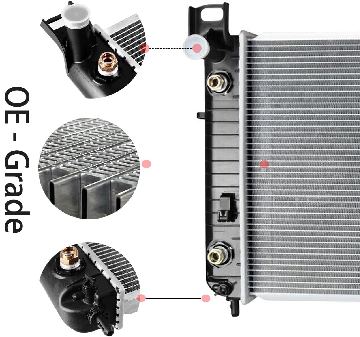 WECOOLX Radiator Compatible with Cadillac Escalade 6.0 V8 2002-2006, 34'' Radiator for Chevy Silverado 1500 2500 Suburban Tahoe 4.8 5.3 6.0L | 26mm Core Thickness