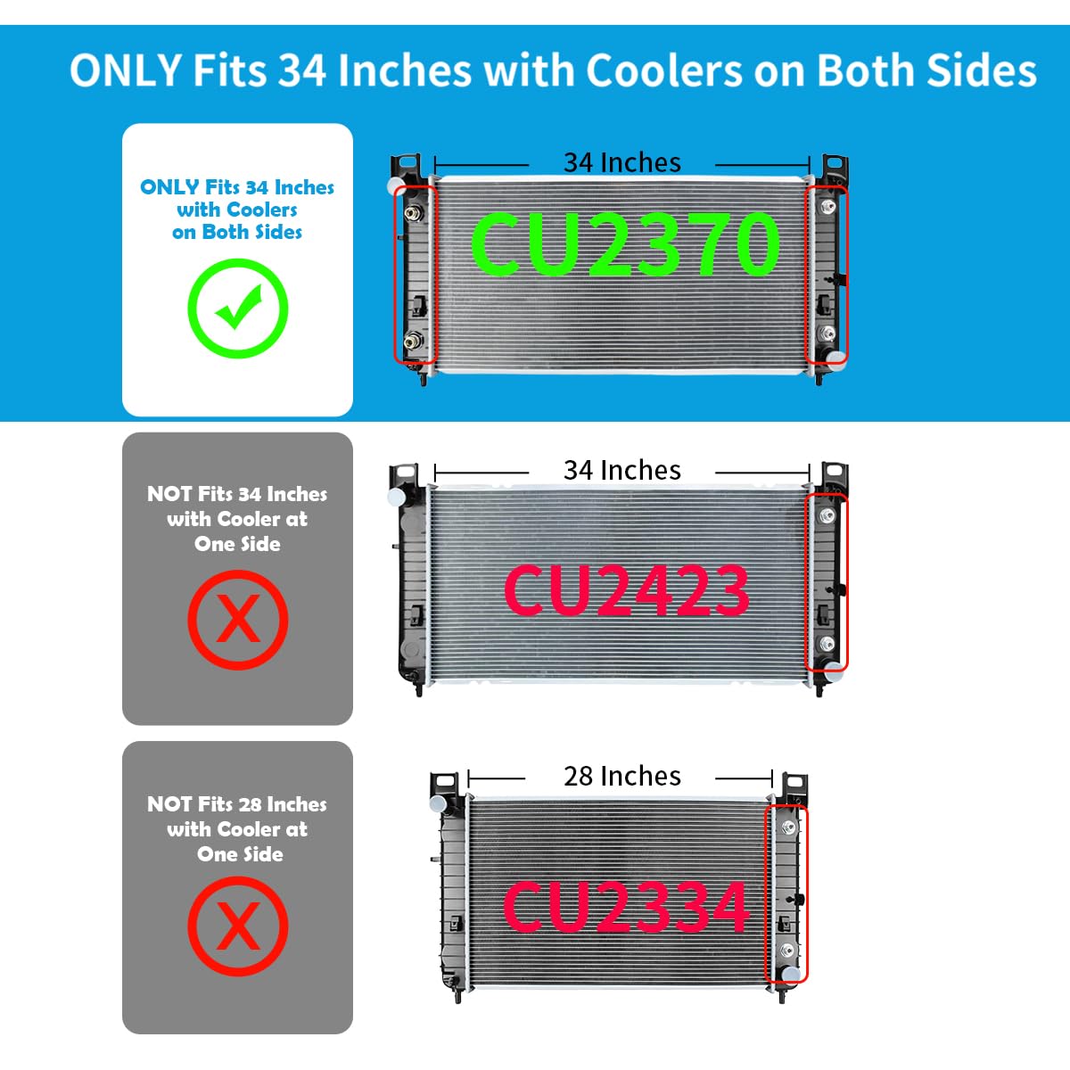 WECOOLX Radiator Compatible with Cadillac Escalade 6.0 V8 2002-2006, 34'' Radiator for Chevy Silverado 1500 2500 Suburban Tahoe 4.8 5.3 6.0L | 26mm Core Thickness